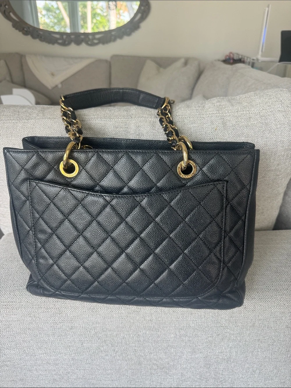 CHANEL Black Quilted Leather Shoulder Tote with Gold Hardware - Picture 5 of 11